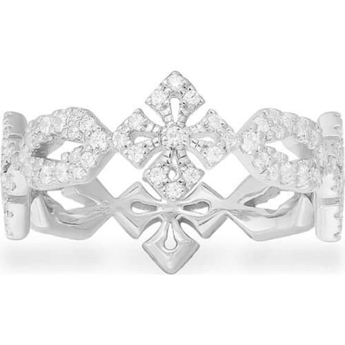 SLJELY Fashion Real 925 Sterling Silver Gothic Cross Finger Ring Micro High Quality AAA Zirconia Women Fine Brand Jewelry Gift