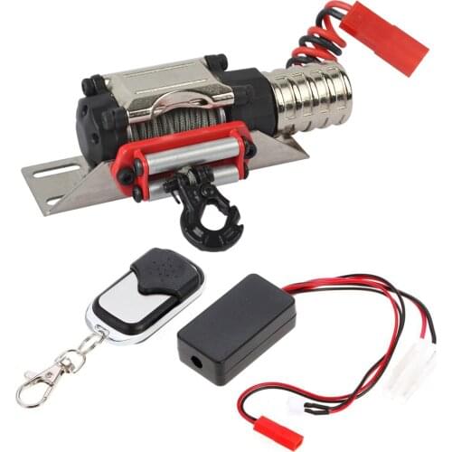 1/10 RC Crawler Metal Simulated Automatic Wired Winch with Wireless Remote Controller Receiver for Traxxas TRX-4 Axial SCX10 D90