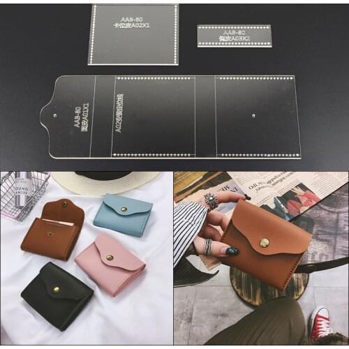 1set DIY leather craft small folded wallet Acrylic template cutting sewing pattern 11.5*9.5*2cm
