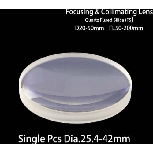 1Pcs Focusing & Collimating Lens Dia. 20 - Dia.50 OEM Quartz Fused Silica Fiber Laser 1064nm Raytools