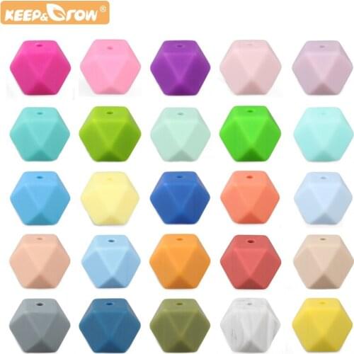 100pcs 14MM Baby Silicone Hexagon Teething Beads Baby Teething Toy BPA Free Necklace Pacifier Pendant For DIY Product Beads