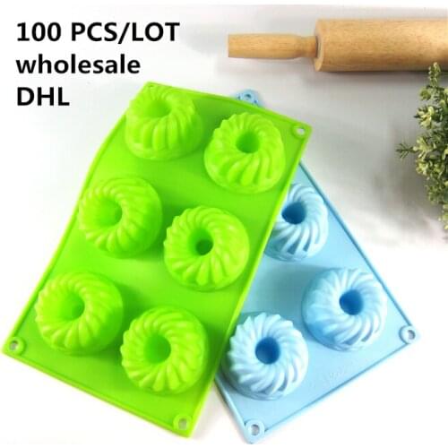 100PCS/LOT DIY Cake Mold For Baking Silicone 6 Cavity 3d Cake Decorating Bakeware For Chiffon Mousse Pastry Dessert Moulds
