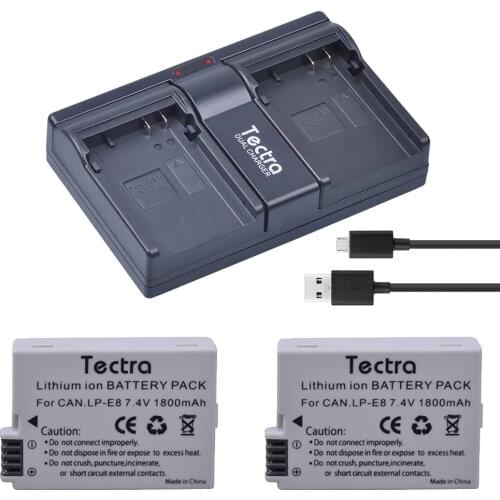 2pcs 1800mAh LP-E8 LP E8 Battery+USB 2-Channel Charger for Canon LP-E8 LP E8 LPE8 EOS 550D 600D 650D 700D Kiss X4 X5 X6i X7i