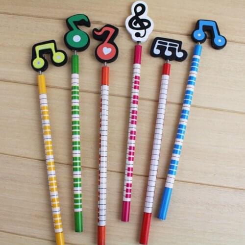 2pcs Kawaii Musical Note Wooden Pencils Christmas Pencils Lovely Stationery Children Praize Gifts School Office Writing Pencils