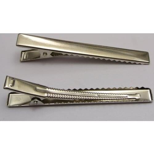 25 Silver-plate Pinch Alligator Long Hair Clips 75mm with Teeth Bows