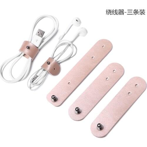 3pcs/set PU Leather Buckle Cable Winder Cable Wire Organizer Headphone Cord Holder For iphone samsung USB Charger Data Lines