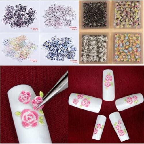 4Patterns Nail Stickers Decals ,30 Sheets Assorted 3D Nail Art Stickers Self-Adhesive Decal Manicure Decorations