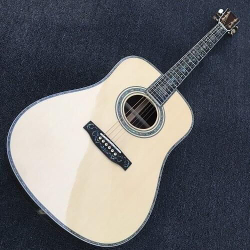 41" rosewood body acoustic guitar solid spruce top acoustic electric guitar deluxe abalone flower inlays acoustic free shipping