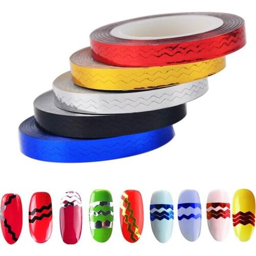 5Rolls 5mm Nail Striping Tape Line Sticker Candy Color Adhesive Decals DIY Nail Art Manicure Decoration Tools