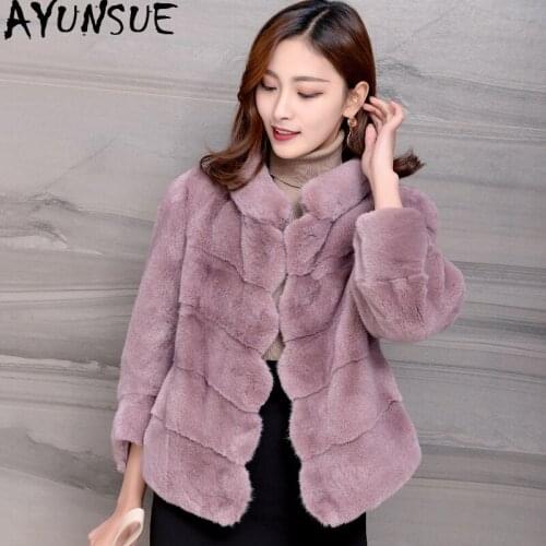 AYUNSUE Real Mink Fur Coat Female Luxury Full Pelt Natural Fur Jacket 2020 Winter Jacket Women Korean Outwear Casaco Feminino KJ