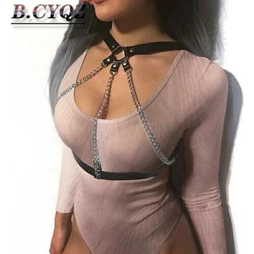B.CYQZ Sexy Harness Women Belt Body Chain Bondage Lingerie Stockings Leather Leg Garter Goth Punk Buttock Erotic Bdsm Suspenders