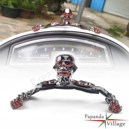 Custom Motorcycle Punk Skeleton Skull Decorative Figure for Harley Mudguards 7" Headlight Visors Curved Housing Ornament Statue