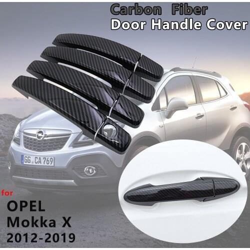Gloss Black Carbon Fiber Door Handle Cover Accessories for Opel Vauxhall Mokka X Encore 2012 2013 2014 2015 2016 2017 2018 2019