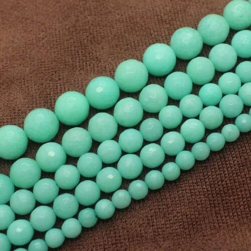 Faceted Amazonite Color Ja-de 6-12mm Round Beads 15",BeadsFor DIY Jewelry Making !We provide mixed wholesale for all items