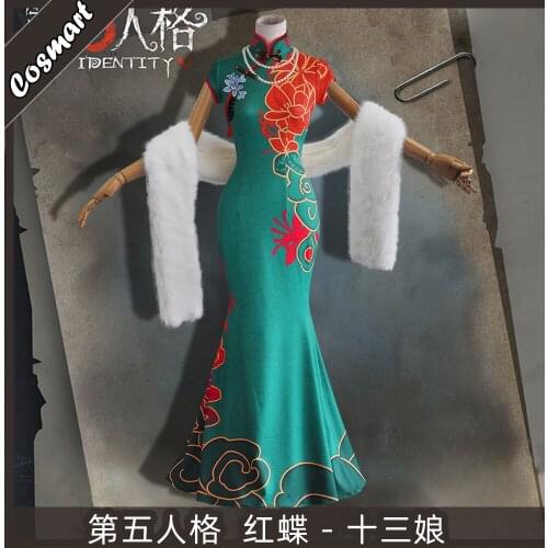 Game Identity V Crimson Michiko Thirteen Niang Elegant Green Cheongsam Dress Cosplay Costume Halloween Suit For Women Outfit New
