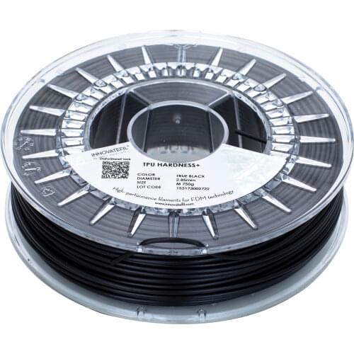 INNOVATEFIL TPU HARDNESS +, 2.85mm, TRUE BLACK, 750g filament for Smart Materials 3D printing