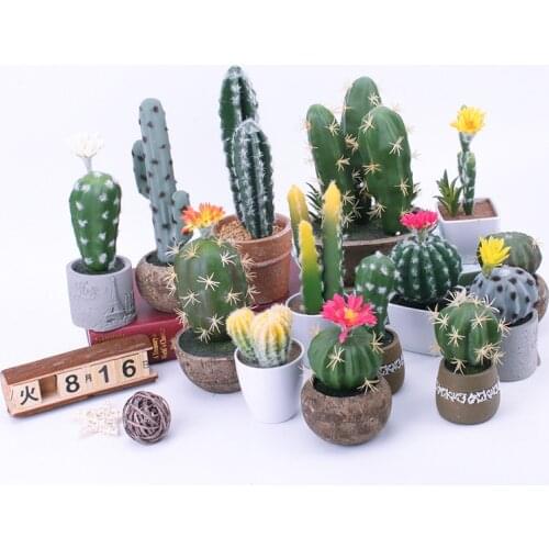 Artificial Green Plants Potted Succulent Prickly Pear Cactus Small and Medium-sized Green Plants Home Decoration Without Pots