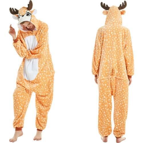 Cartoon Women Girl Cute Deer Onesies Sleepwear Stitch Bat Pajamas Christmas Festival Animal Suits Anime Cosplay Costume