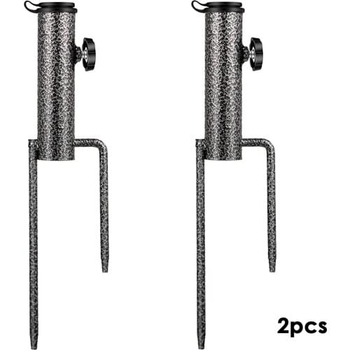 2pc Sunshade Base Umbrella Stand Rack Garden Lawn Parasol Ground Anchor Spike Beach Umbrella Holder Sand Screw Stand Fishing Rod