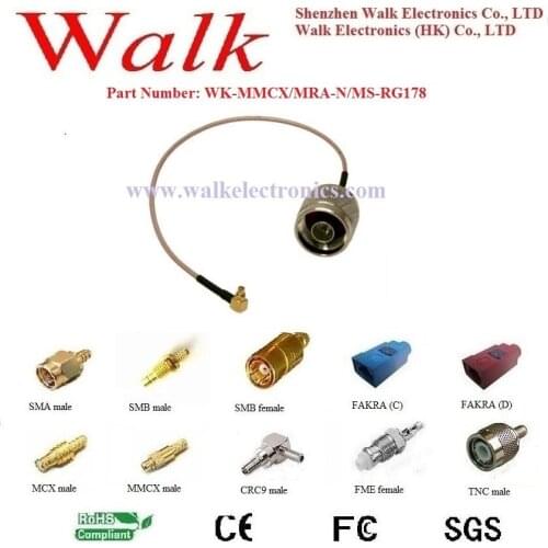 MMCX male N male rg178 cable, MMCX N rg178 adapter cable, MMCX connector cable