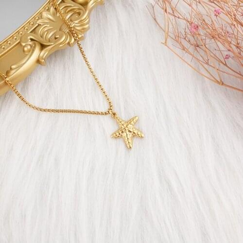 Starfish fashion European and American stainless steel men and women jewelry necklace jewelrygift forgirlfriendBeachtourismgift
