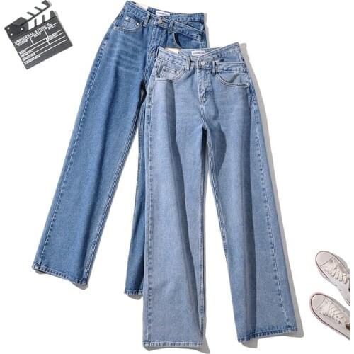 2021 Fashion Women Streetwear Jeans High-Waist Full-Length Blue Jeans Pants