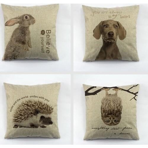 Fashion Animal Series The rabbit Dogs owl hedgehog Printed Cushion Cover Throw Pillow Case Cushion Cover for Home Sofa Car