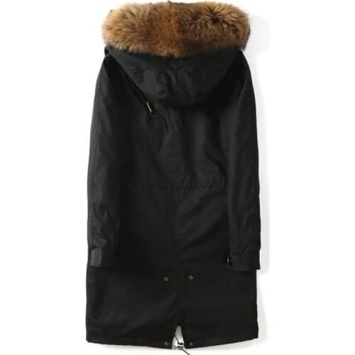 Mink Coat Long Parka Real Fur Coat Winter Coat Men Natural Mink Fur Liner Warm Parka Raccoon Fur Collar P17PK2221 YY1356