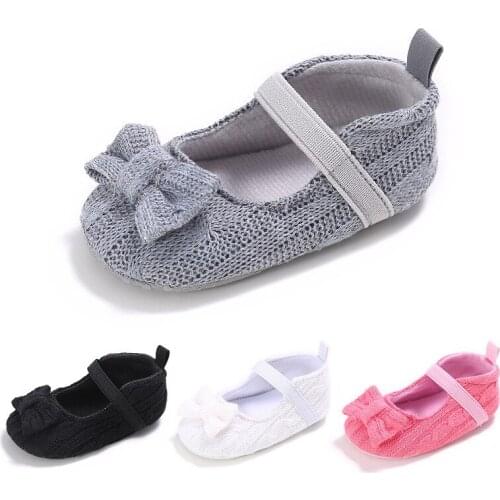 Baby Girl Shoes Soft Sole Anti-slip Knitting Wool Toddler Infant Newborn Prewalker Girls Flower First Walkers