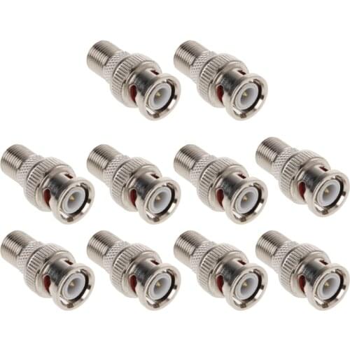 YYDS 10Pcs/Set BNC Male Plug To F Female Jack Coax Connector Adapter For CCTV Camera