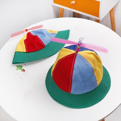Lovely Cute Trendy Unique Design Colorful Pinwheel Children Soft Sunshade Bucket Hat Outdoor Sports Baseball Cap Christmas Gift