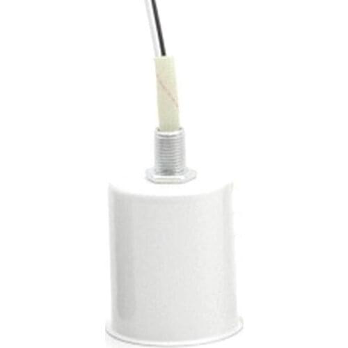 Promotion! E27 Ceramic Screw Base Round LED Light Bulb Lamp Socket Holder Adapter metal Lamp Holder With Wire White