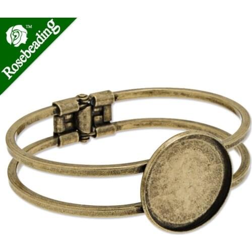 Antique Bronze Plated Adjustable Bracelet Setting With 25MM Round Bezel,Cuff,Lead Free And Nickel Free,Sold 10PCS Per Lot