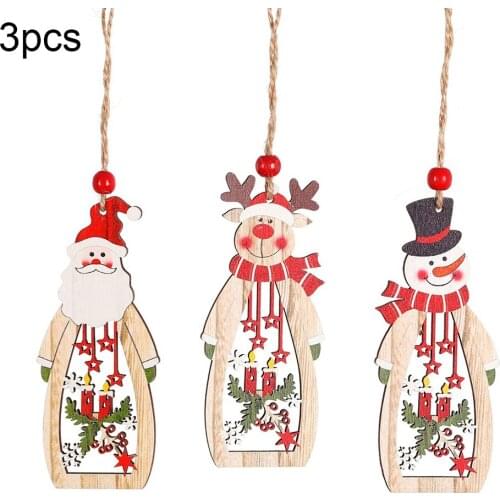 Christmas Wooden Pendant Xmas Tree Hanging Pendant For DIY Christmas Home New Year Decorations Gifts