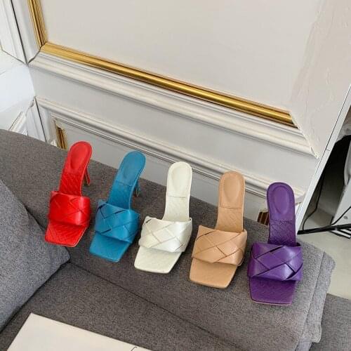2021 Candy color new summer fashion Rhomboid heels slippers dress women sandals