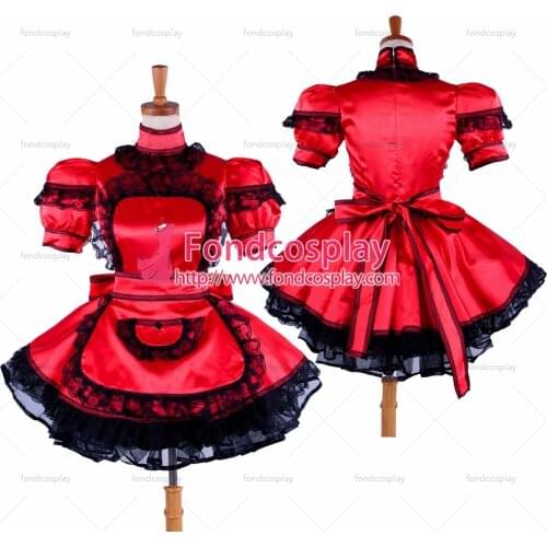 Lockable Sissy maid Satin dress Uniform costume Tailor-made[G1587]