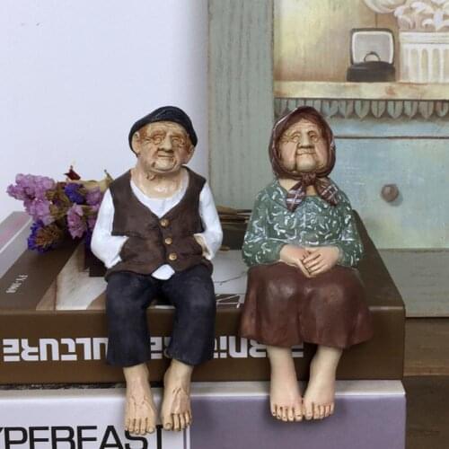 Wedding Anniversary Couple Presents Table Decorations Country Resin Ornament Old Grandpa And Grandma Decor Statue