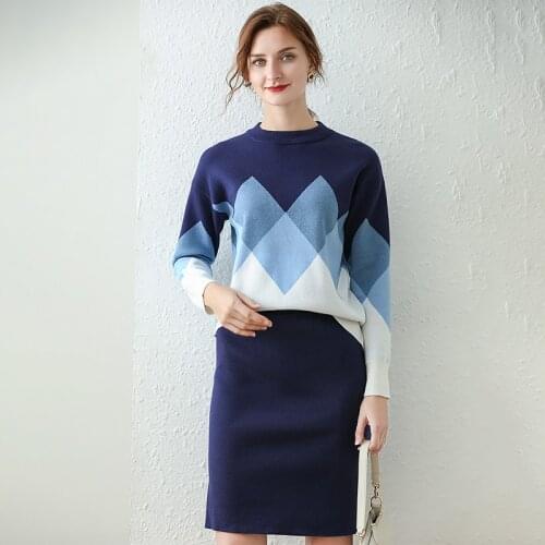 High Quality Two-Piece Age-Reducing Sweater Dress Suit2020 Autumn Winter New Knitted Wool Sweater Skirt Suit For Women