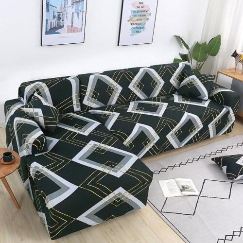 Universal Tight Wrap Anti-dust L-style Slipcover Plaid Elastic Sofa Cover for Pets Sectional L Shape Sofa needs to buy 2pcs