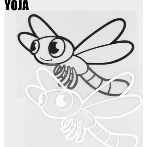 YOJA 15.2×10.5CM Cartoon Animals Lovely Dragonfly Vinyl Decal Car Stickers Black/Silver 19C-0385