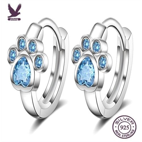 YiChong 925 Sterling Silver Stud Earring Blue Zircon Cat Claw Design Earrings For Women Girl Ear Jewelry 2021 New Fashion YCHQ1