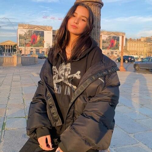 Womens Hoodies Hip-hop StreetwearJacket Coat Skull Print Harajuku Women Coat Zip-up Y2k punk goth grunge clothes Women Clothing