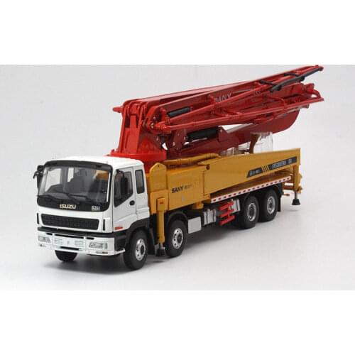 1:38 Diecast Truck for SANY ISUZU 50m Concrete Pump SY5385THB-50 Truck X Foot Mobile Machinery Shop Engineering