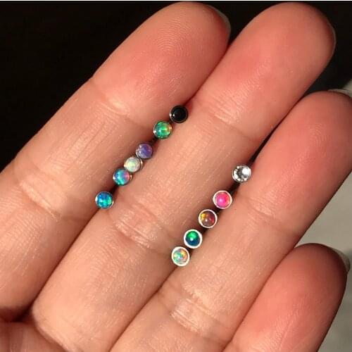 1pcs Purple Opal Labret Studs Earring 16G Stainless Steel Internal Threal Lip Ring Helix Daith Cartilage Tragus Piercing Jewelry