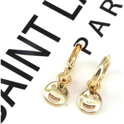 10Pairs Dainty Smiley Face Hoop Earring for Women Cute Gold Round Brincos Jewelry Earrings