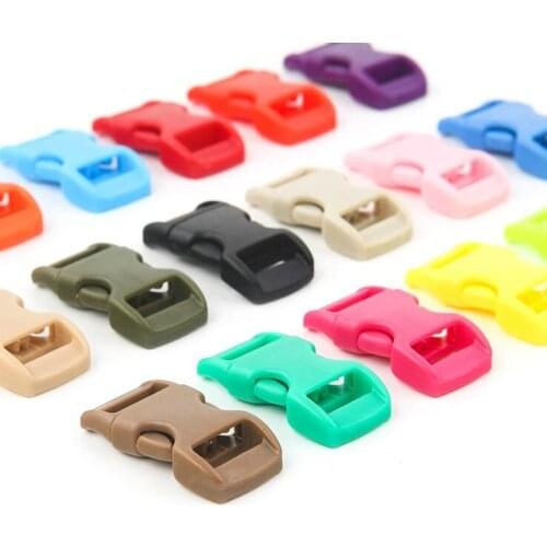 10Pcs 3/8" 10mm Side Release Buckle Curved Parachute 550 Paracord Bracelet DIY Dog Collar Strap Webbing Outdoor Camp
