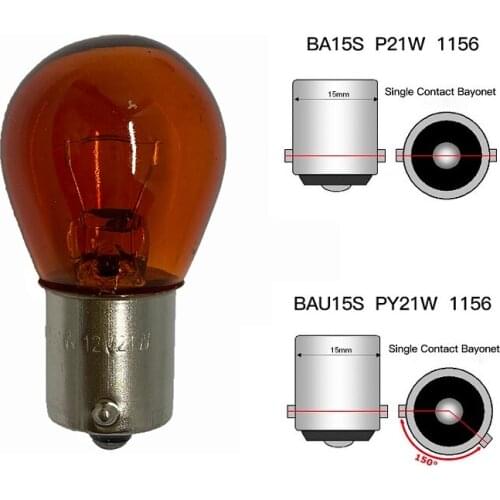 10pcs1156 BAU15S PY21W Car Indicator Light Brake Reverse Lamp Parking Light Amber Yellow Halogen Lamp DC 12V halogen Bulbs