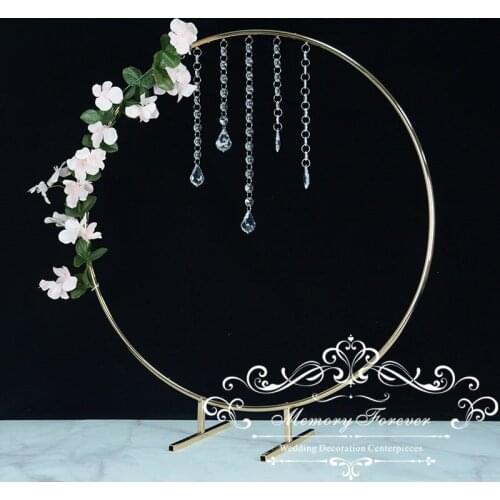 15PCS 66 cm Tall Floral Wreath Gold Flower Stand Wedding Hoop Centerpiece Round Decorative Vase Rustic Ring Display Rack