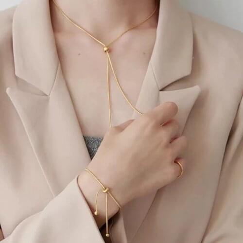 2021 Simple Fashion Adjustable Snake Chain Necklace Gold Color Titanium Steel Jewelry for Woman Accessory Never Fade