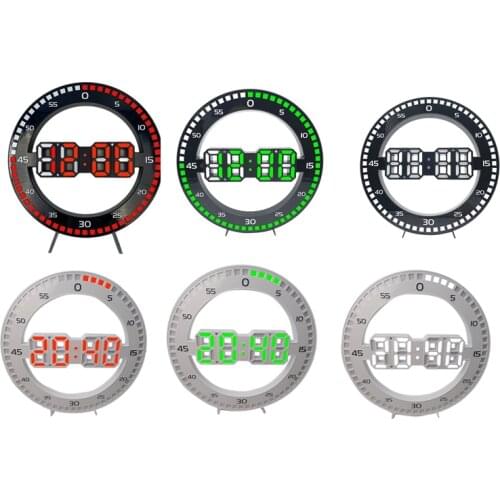 3D Large Digital Alarm Wall Clock with Temperature Date LED Luminous USB Desk Clocks for Bedside Table Home